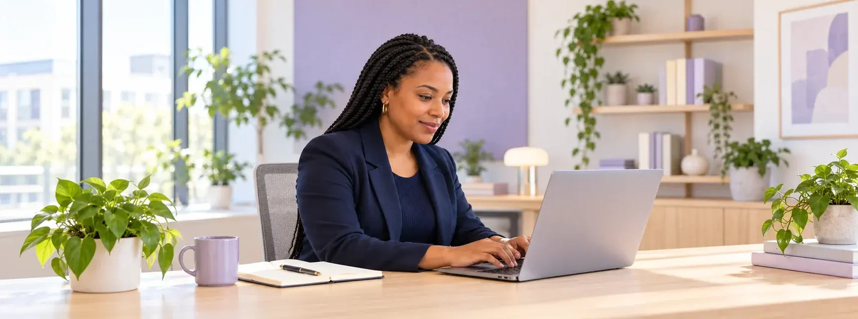 Recruiter describing a role play scenario at a laptop