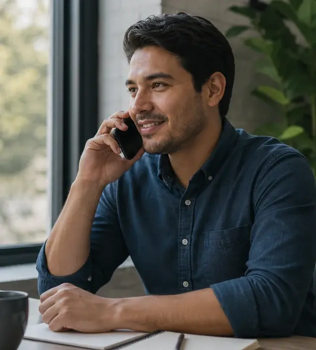 Candidate completing an InterviewFlowAI phone interview