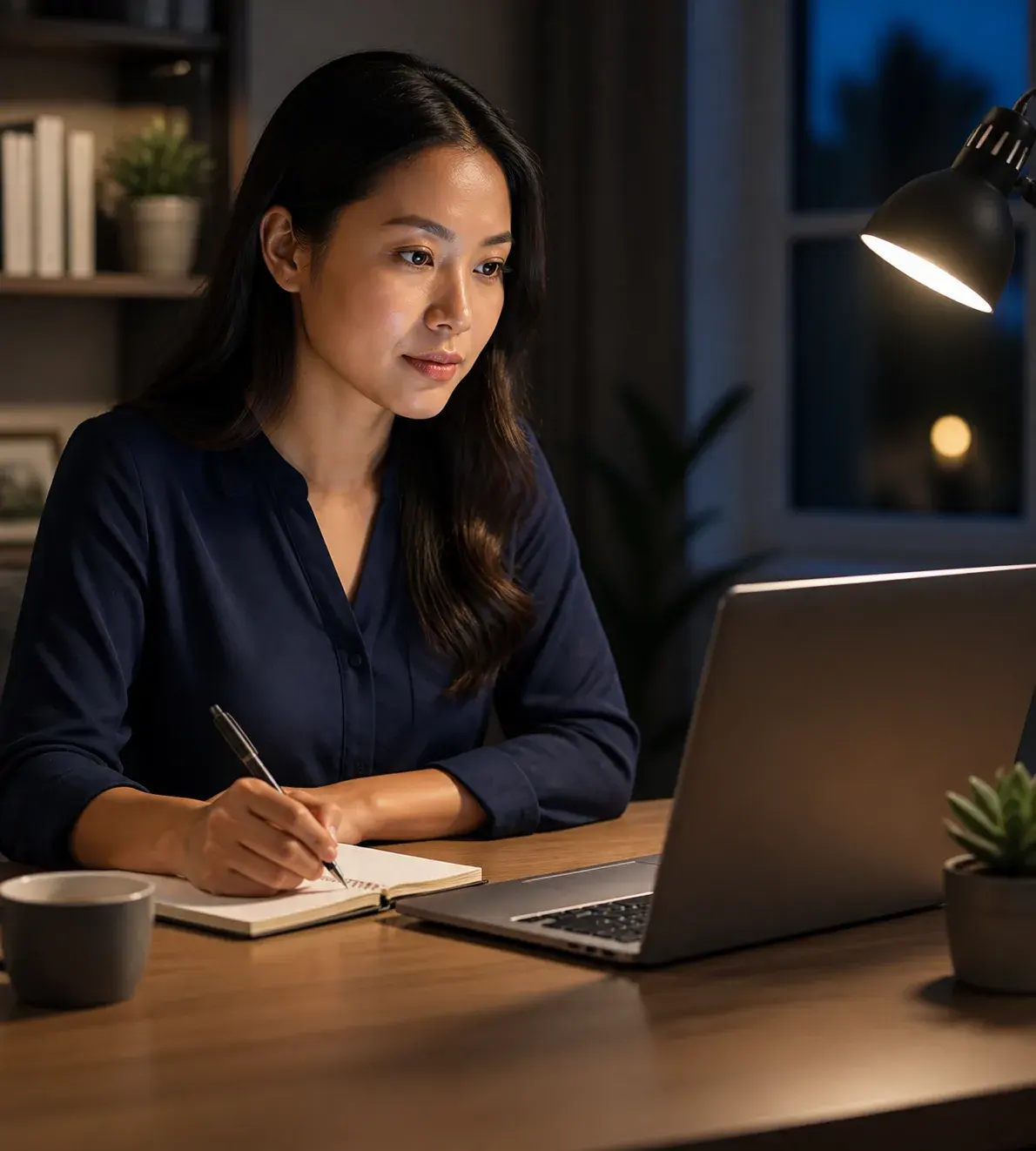 Recruiter reviewing candidate evidence from a home office