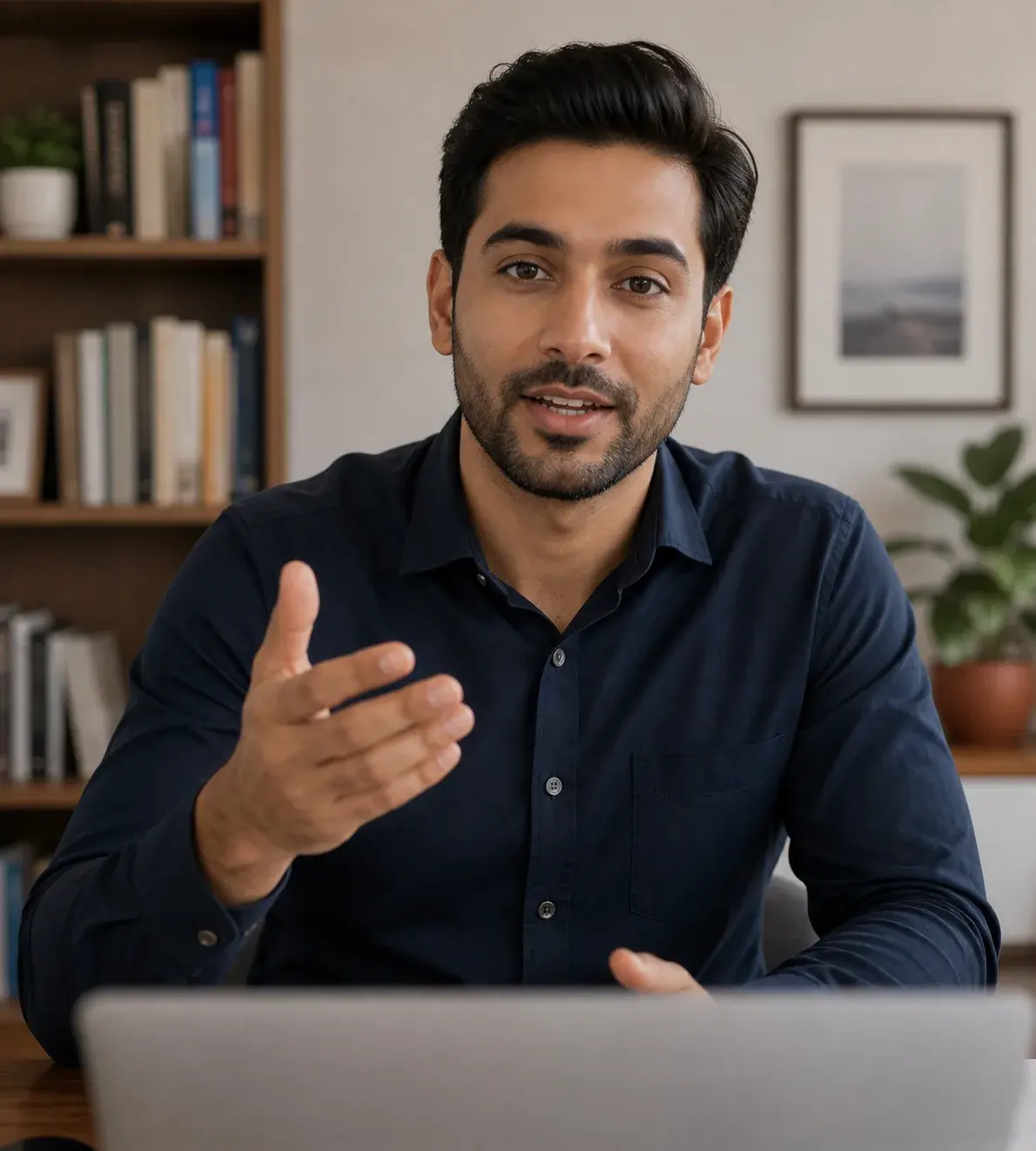 Sales candidate responding during a remote video interview
