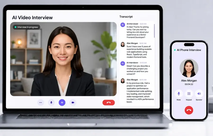 Candidate completing an AI video interview with a phone interview option